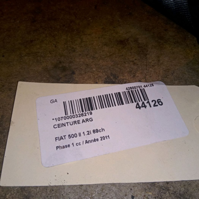 Ceinture arrière gauche occasion FIAT 500 II 500 II Phase 1 2007-07-01->2016-03-31 1.2i 69ch 735451739 2
