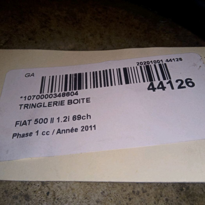 Tringlerie boite occasion FIAT 500 II 500 II Phase 1 2007-07-01->2016-03-31 1.2i 69ch 51744028 2
