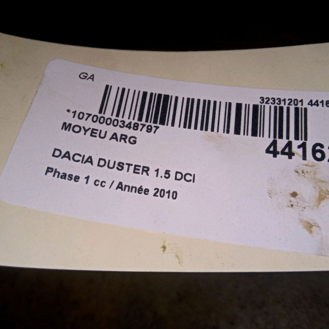 Moyeu arg occasion DACIA DUSTER Phase 1 03-2010->12-2013 1.5 DCI 110ch 402020009R 3