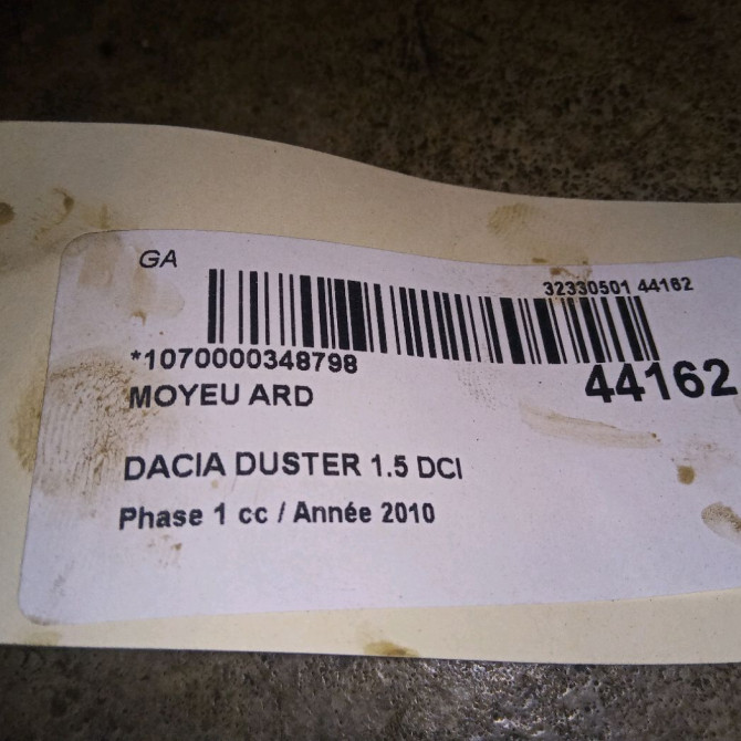 Moyeu ard occasion DACIA DUSTER Phase 1 03-2010->12-2013 1.5 DCI 110ch 402020009R 3