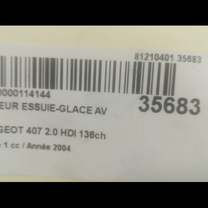 Moteur essuie-glace avant occasion PEUGEOT 407 Phase 1 04-2004->07-2008 2.0 HDI 136ch 6