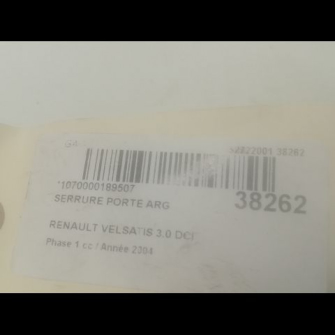 Serrure porte arg occasion RENAULT VELSATIS Phase 1 01-2002->04-2005 3.0 DCI V6 177ch 8200012897 3