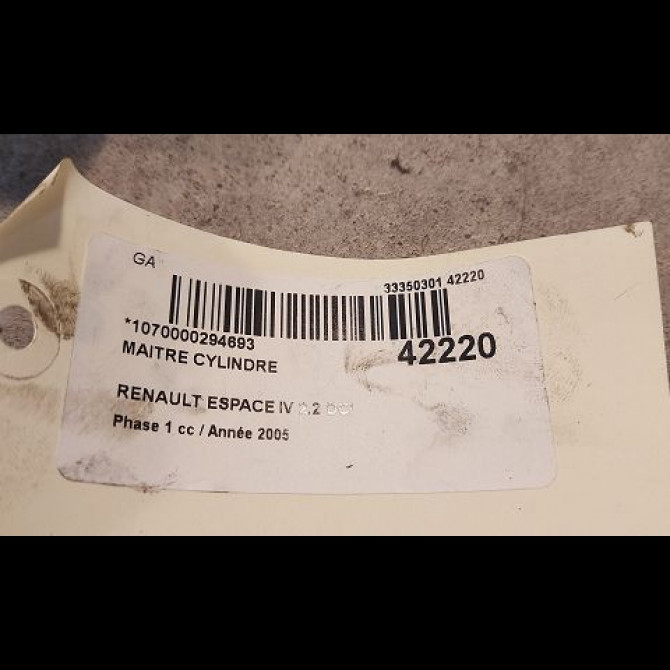Maitre cylindre occasion RENAULT ESPACE IV Phase 1 09-2002->03-2006 2.2 DCI 150ch 7701208715 3