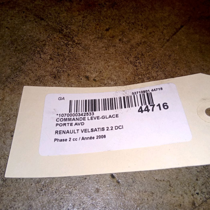 Commande lève-glace porte avant droite occasion RENAULT VELSATIS Phase 2 04-2005->12-2009 2.2 DCI 150ch 3