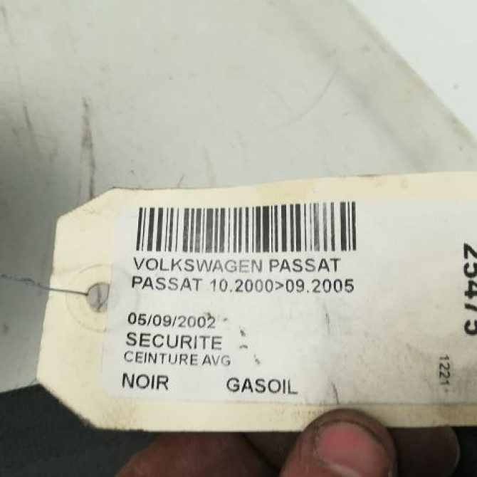 Ceinture avant gauche occasion VOLKSWAGEN PASSAT IV Phase 2 10-2000->03-2005 2.5 TDI V6 150ch 3B1857705HPNA 5