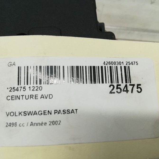 Ceinture avant droite occasion VOLKSWAGEN PASSAT IV Phase 2 10-2000->03-2005 2.5 TDI V6 150ch 3B1857706HPNA 5