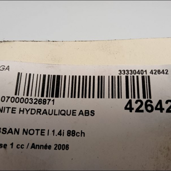 Unité hydraulique ABS occasion NISSAN NOTE I Phase 1 03-2006->03-2009 1.4i 88ch 476609U06B 4