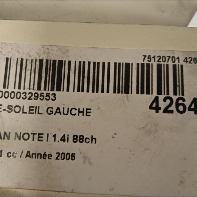 Pare-soleil gauche occasion NISSAN NOTE I Phase 1 03-2006->03-2009 1.4i 88ch 964019U100 3