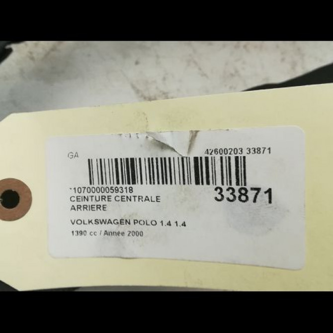 Ceinture centrale arriere occasion VOLKSWAGEN POLO III Phase 2 11-1999->12-2001 1.4 6N0857806AHZP 3