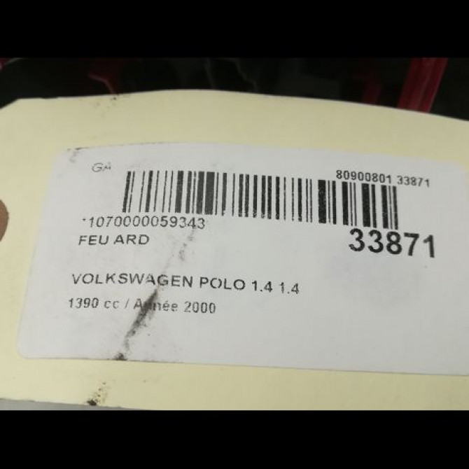 Feu arrière droit occasion VOLKSWAGEN POLO III Phase 2 11-1999->12-2001 1.4 6N0945096H 3