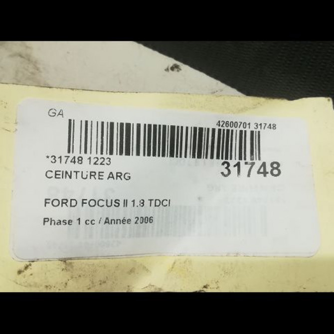 Ceinture arrière gauche occasion FORD FOCUS II Phase 1 09-2004->12-2007 1.8 TDCI 115ch 2013465 4