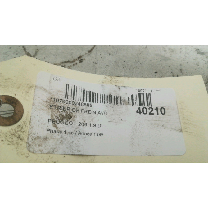 Etrier de frein avant droit occasion PEUGEOT 206 Phase 1 09-1998->03-2009 1.9 D 4400K6 3