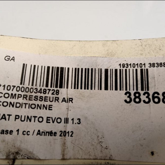 Compresseur air conditionne occasion FIAT PUNTO EVO III Phase 1 10-2009->12-2013 1.3 MULTIJET 75ch 4