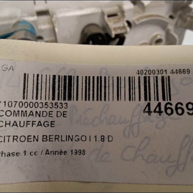Commande de chauffage occasion CITROEN BERLINGO I Phase 1 09-1996->11-2002 1.8 D 60ch 3