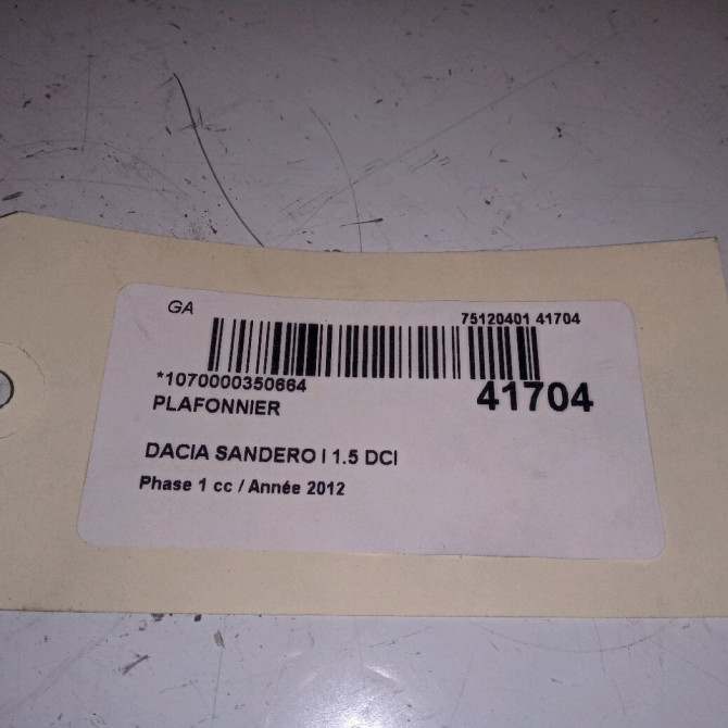 Plafonnier occasion DACIA SANDERO I Phase 1 06-2008->10-2012 1.5 DCI 90ch 264300167R 2