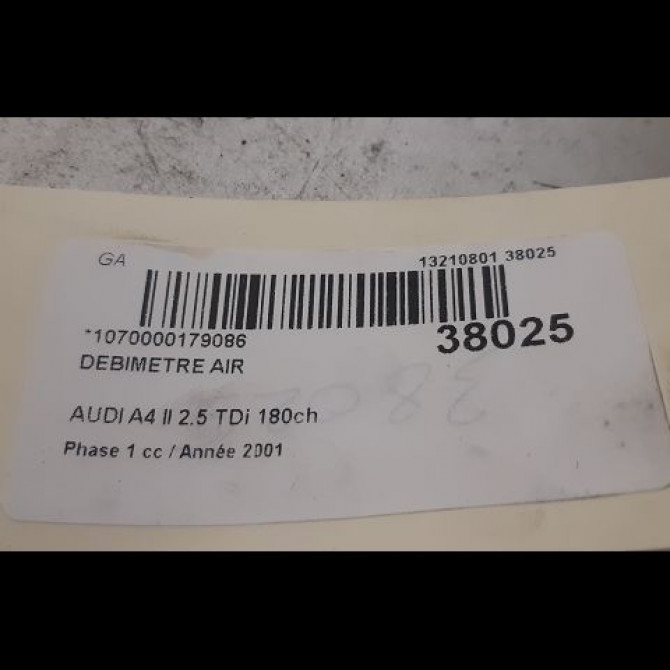 Debimetre air occasion AUDI A4 II Phase 1 01-2001->11-2004 2.5 TDi 180ch 59906461M 3