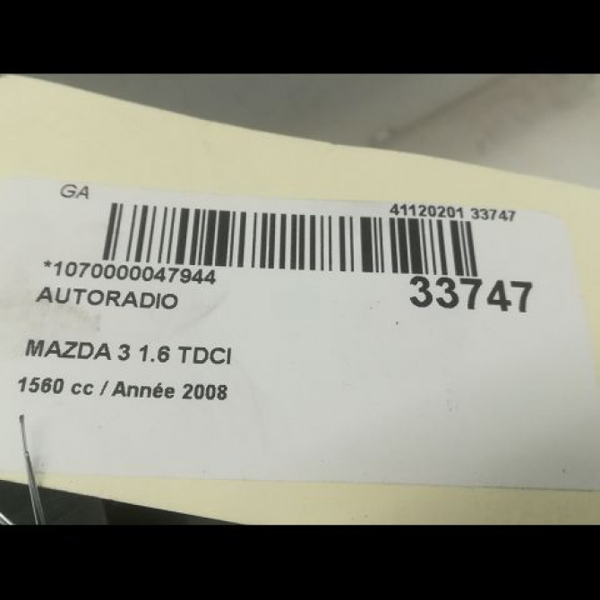 Autoradio occasion MAZDA 3 I phase 2 07-2006->06-2009 1.6 D 110ch BS3T66AH0 3