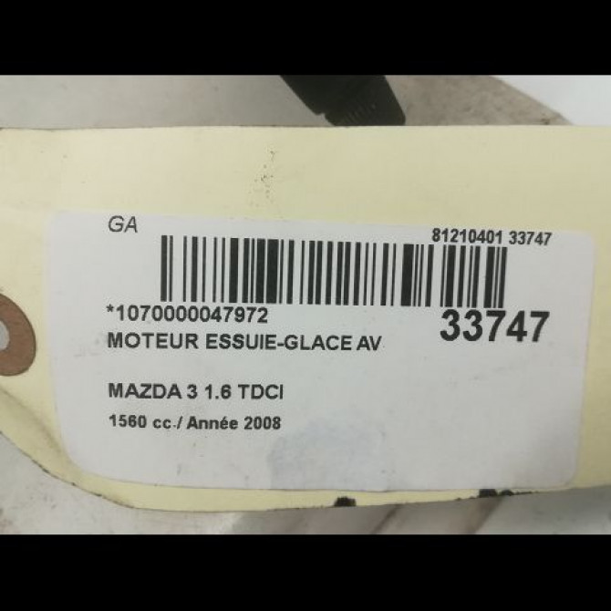Moteur essuie-glace avant occasion MAZDA 3 I phase 2 07-2006->06-2009 1.6 D 110ch BN8V67340 4