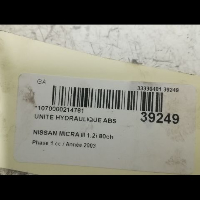 Unité hydraulique ABS occasion NISSAN MICRA III Phase 1 01-2003->07-2005 1.2i 80ch 47660BC66A 4