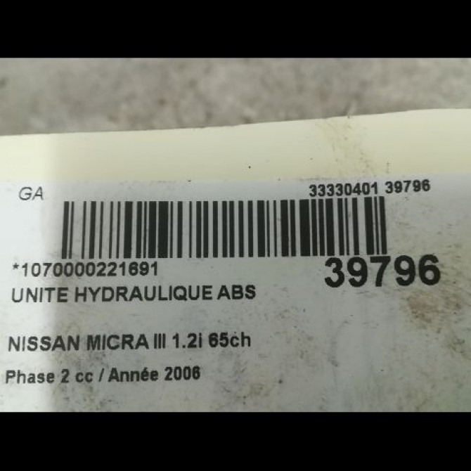 Unité hydraulique ABS occasion NISSAN MICRA III Phase 2 11-2005->11-2007 1.2i 65ch 47660BC66A 3