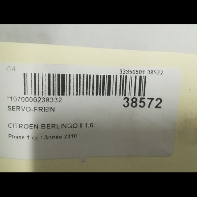 Servo-frein occasion CITROEN BERLINGO II Phase 1 05-2008->01-2012 1.6 HDI 16v 90ch 4535AW 2