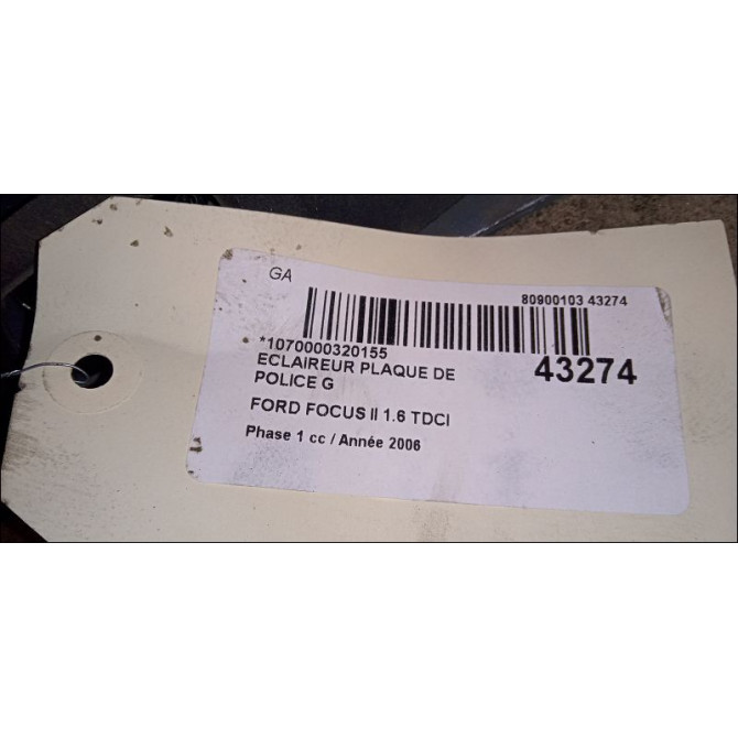 Eclaireur plaque de police g occasion FORD FOCUS II Phase 1 09-2004->12-2007 1.6 TDCI 110ch 4502331 3
