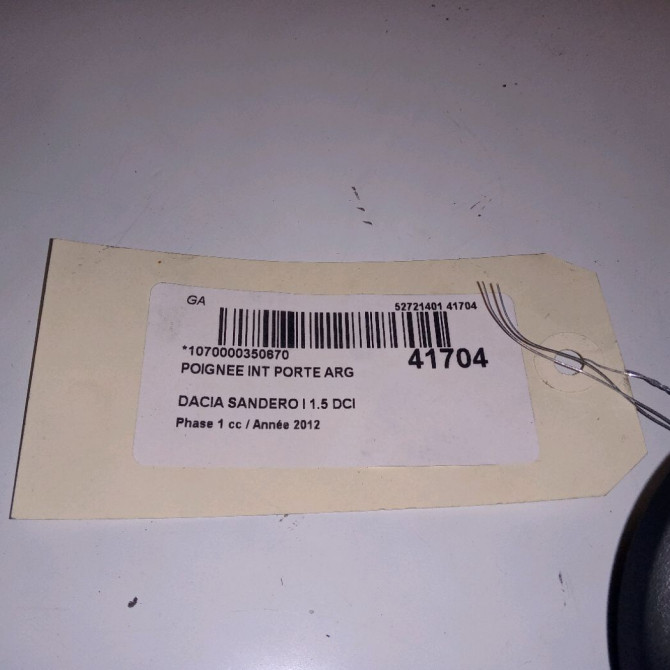 Poignee int porte arg occasion DACIA SANDERO I Phase 1 06-2008->10-2012 1.5 DCI 90ch 8200733848 2
