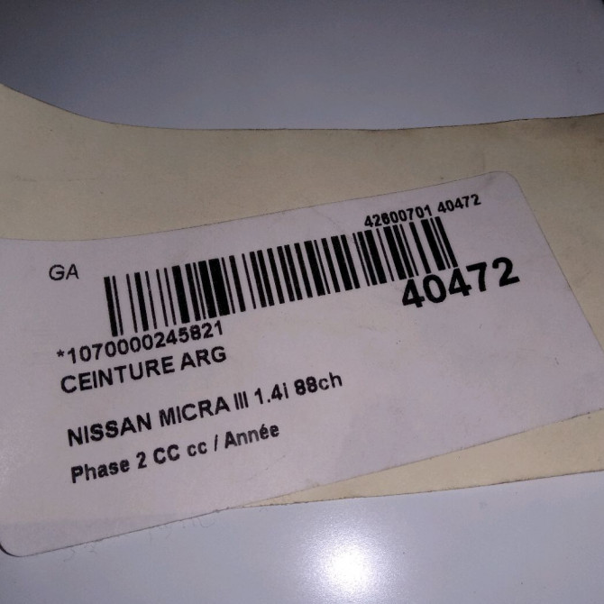 Ceinture arrière gauche occasion NISSAN MICRA III Phase 1 04-1995->04-1999 1.4i 88ch 88844BC101 3