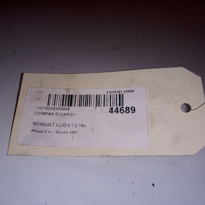 Compas d capot occasion RENAULT CLIO II Phase 2 06-2001->07-2006 1.2 16v 8200715439 3