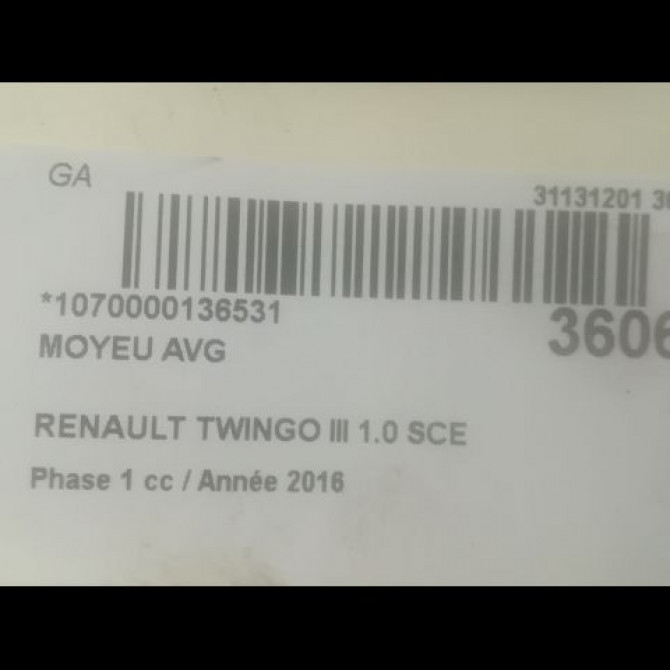 Moyeu avg occasion RENAULT TWINGO III Phase 1 06-2014->... 1.0 SCE 12v 70ch 402102481R 3