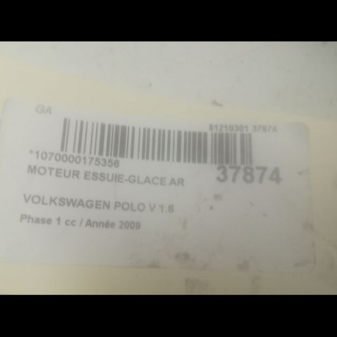 Moteur essuie-glace arrière occasion VOLKSWAGEN POLO V POLO V Phase 1 2009-09-01->2014-05-31 1.6 TDI 90 5K6955711B 3