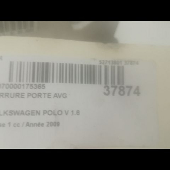 Serrure porte avg occasion VOLKSWAGEN POLO V POLO V Phase 1 2009-09-01->2014-05-31 1.6 TDI 90 5K1837015H 3