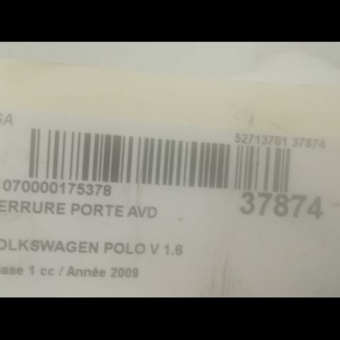 Serrure porte avd occasion VOLKSWAGEN POLO V POLO V Phase 1 2009-09-01->2014-05-31 1.6 TDI 90 5K1837016H 3