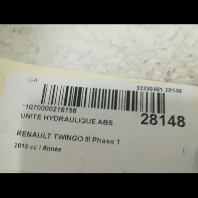 Unité hydraulique ABS occasion RENAULT TWINGO III Phase 1 06-2014->... 476602993R 3