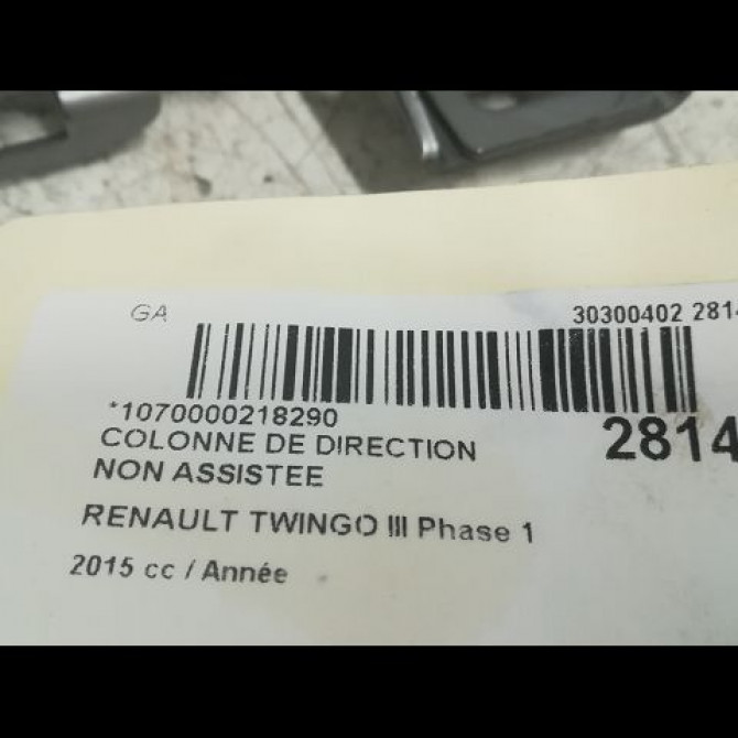 Colonne de direction non assistee occasion RENAULT TWINGO III Phase 1 06-2014->... 488106973R 3