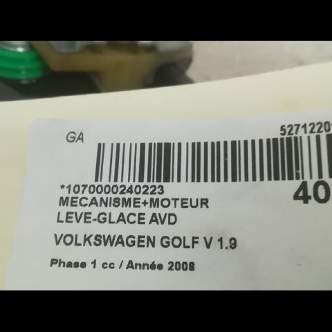 Mecanisme + moteur lève-glace avant droit occasion VOLKSWAGEN GOLF V Phase 1 11-2003->10-2008 1.9 TDI 105ch 1K4837462B 3