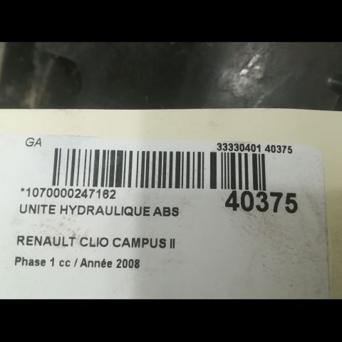 Unité hydraulique ABS occasion RENAULT CLIO CAMPUS II Phase 1 07-2006->07-2009 1.5 DCI 65ch 7701056094 3