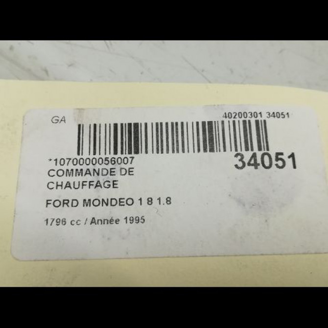 Commande de chauffage occasion FORD MONDEO I Phase 1 01-1993->09-1996 1.8i 5