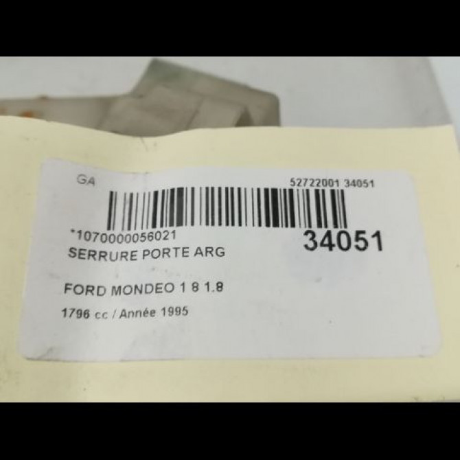 Serrure porte arg occasion FORD MONDEO I Phase 1 01-1993->09-1996 1.8i 6