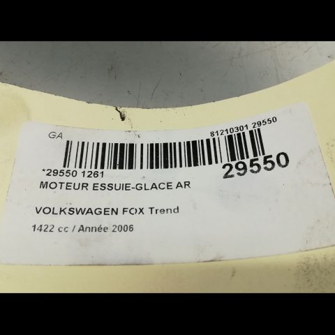 Moteur essuie-glace arrière occasion VOLKSWAGEN FOX Phase 1 06-2005->09-2011 5Z6955711A 6
