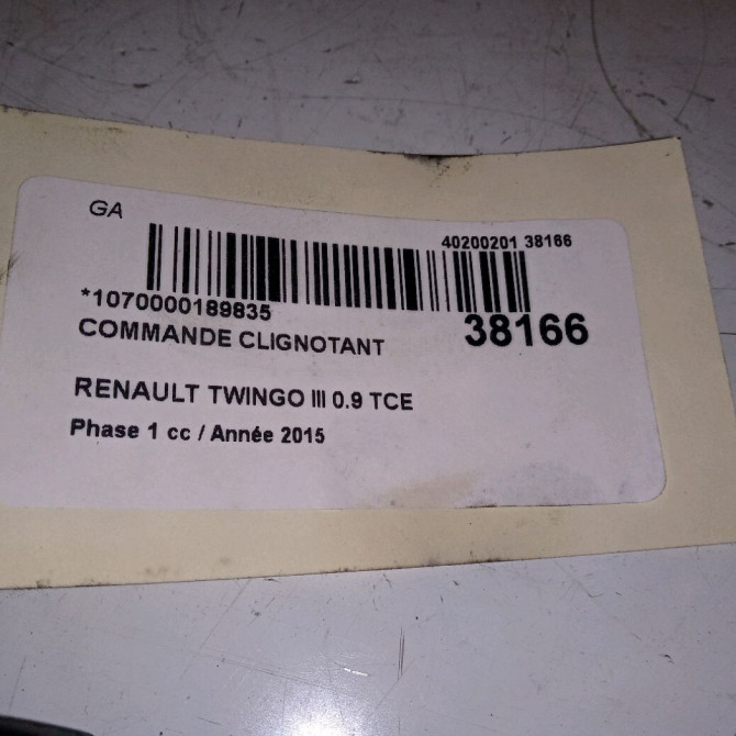 Commande clignotant occasion RENAULT TWINGO III Phase 1 06-2014->... 0.9 TCE 12v 90ch 255408783R 3