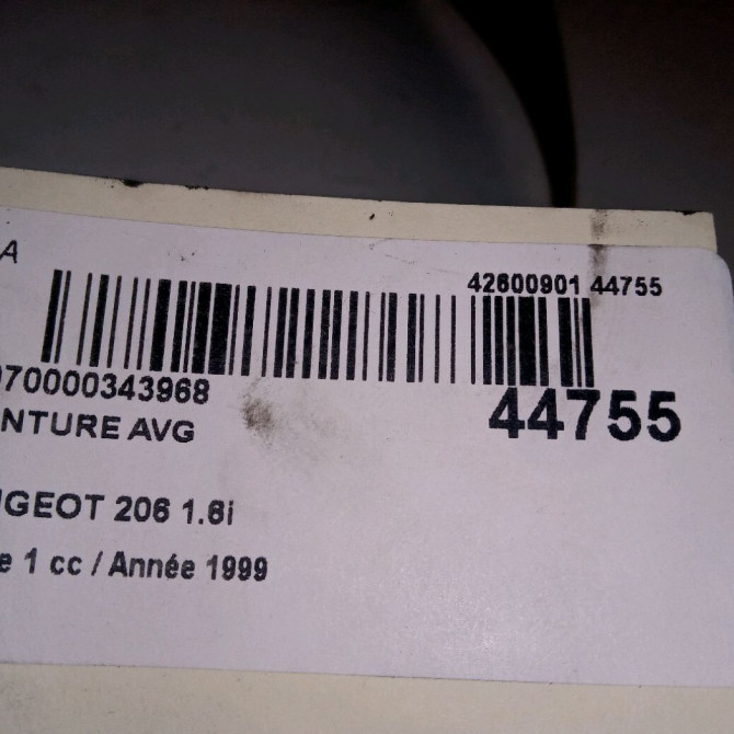 Ceinture avant gauche occasion PEUGEOT 206 Phase 1 09-1998->03-2009 1.6i 8974GY 5