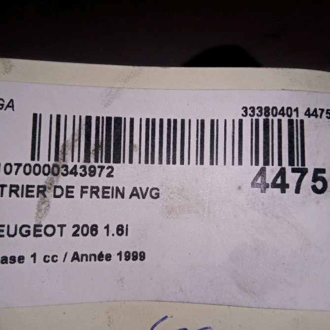 Etrier de frein avant gauche occasion PEUGEOT 206 Phase 1 09-1998->03-2009 1.6i 4400K5 3