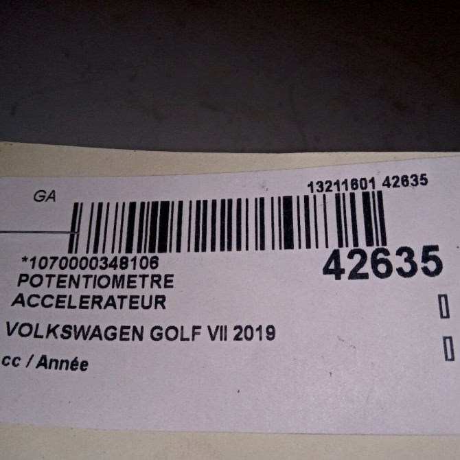 Potentiometre accelerateur occasion VOLKSWAGEN GOLF VII 3