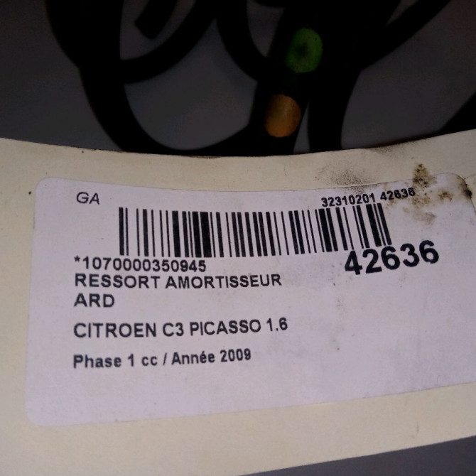 Ressort amortisseur ard occasion CITROEN C3 PICASSO Phase 1 02-2009->08-2012 1.6 HDi 16v 90ch 5102AP 2