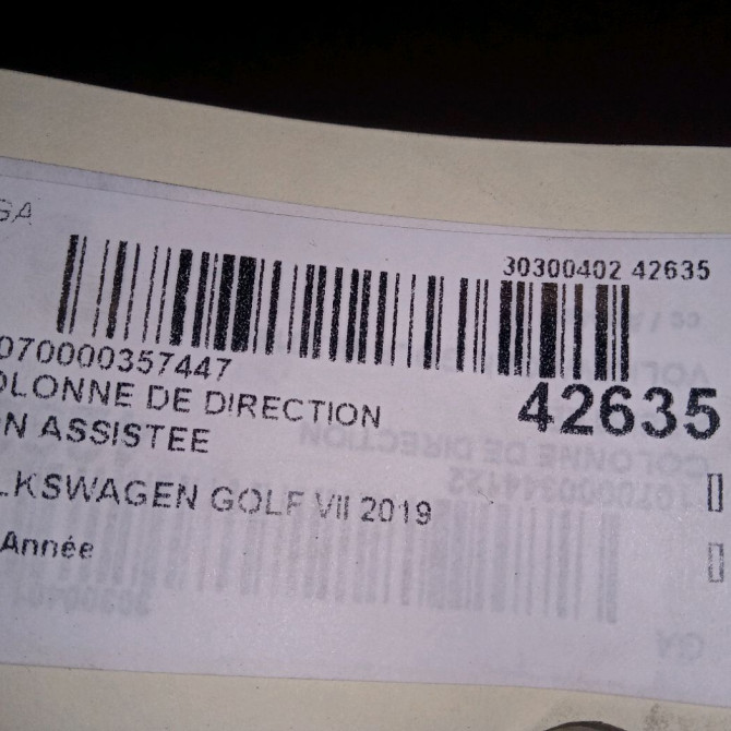 Colonne de direction non assistee occasion VOLKSWAGEN GOLF VII 4