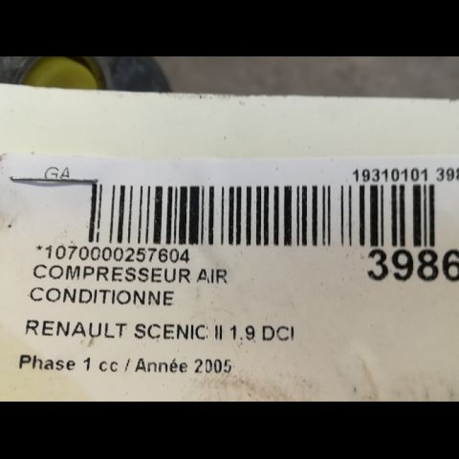 Compresseur air conditionne occasion RENAULT SCENIC II Phase 1 03-2004->09-2006 1.9 DCI 120ch 8200309193 4