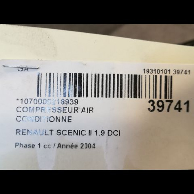 Compresseur air conditionne occasion RENAULT SCENIC II Phase 1 03-2004->09-2006 1.9 DCI 120ch 8200309193 4