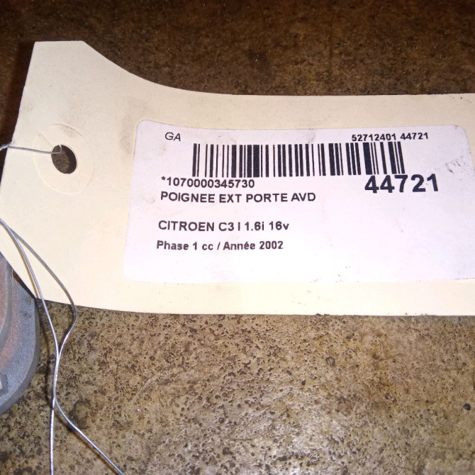 Poignee ext porte avd occasion CITROEN C3 I Phase 1 04-2002->10-2005 1.6i 16v 9101W4 2