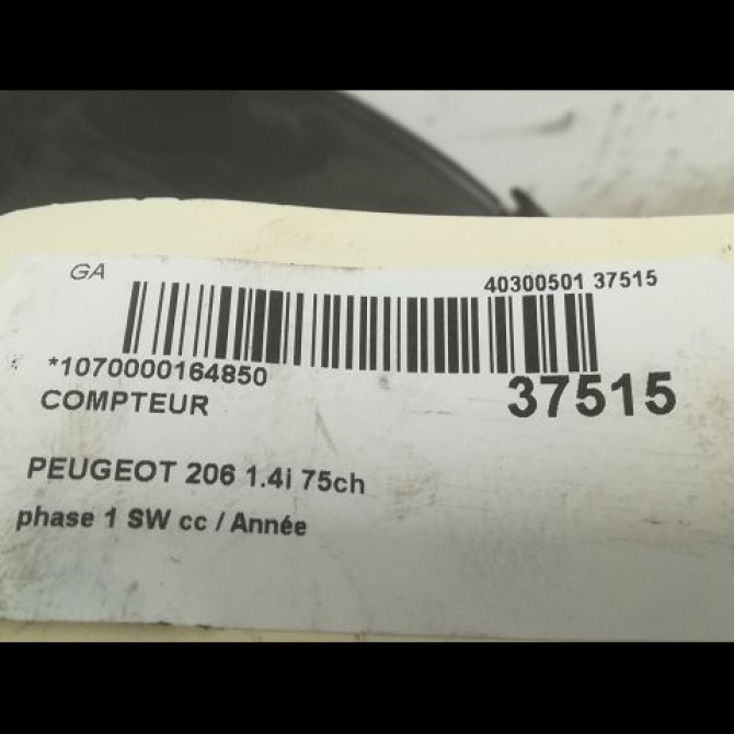 Compteur occasion PEUGEOT 206 206 phase 1 SW 2002-06-01->2006-12-31 1.4i 75ch 6106LN 3